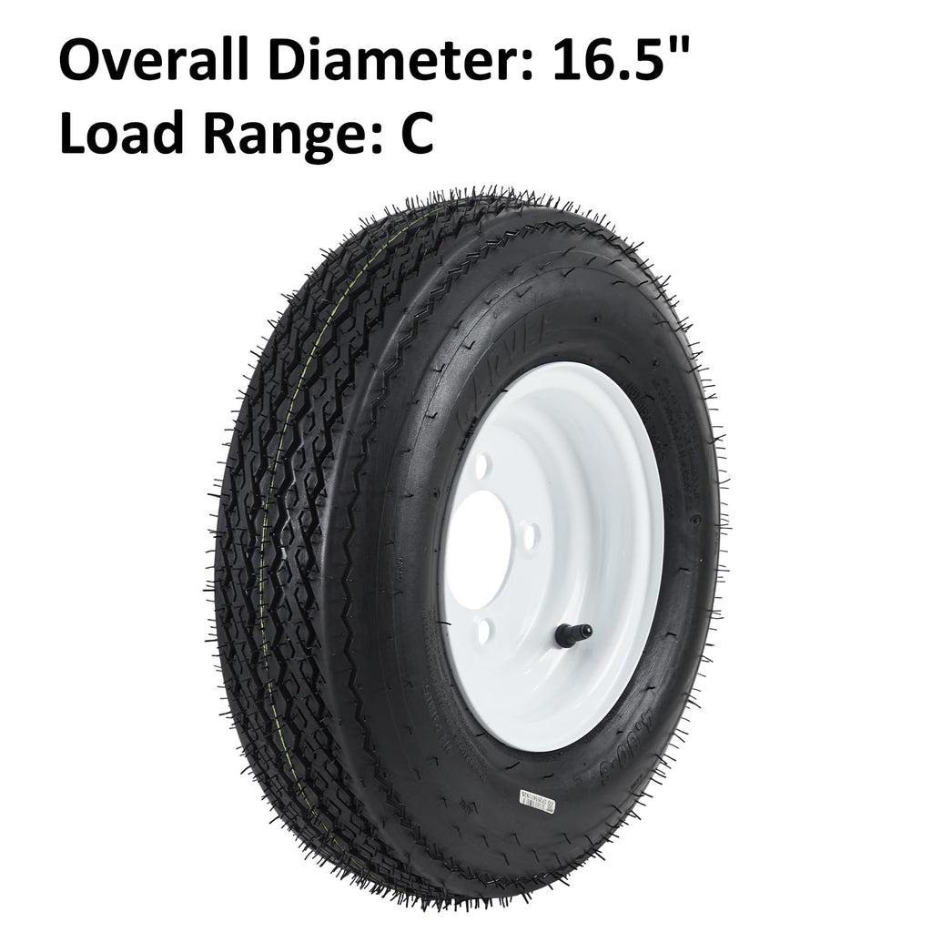 Garvee 2-Pack Trailer Tires On Rim 5.30-12 530-12 530X12, Load Range C, 6PR, 5 Lug 12 In. White Spoke Wheel, 5 On 4.5" Durable Trailer Tire Travel/Camper/Utility/Boat, Set of 2