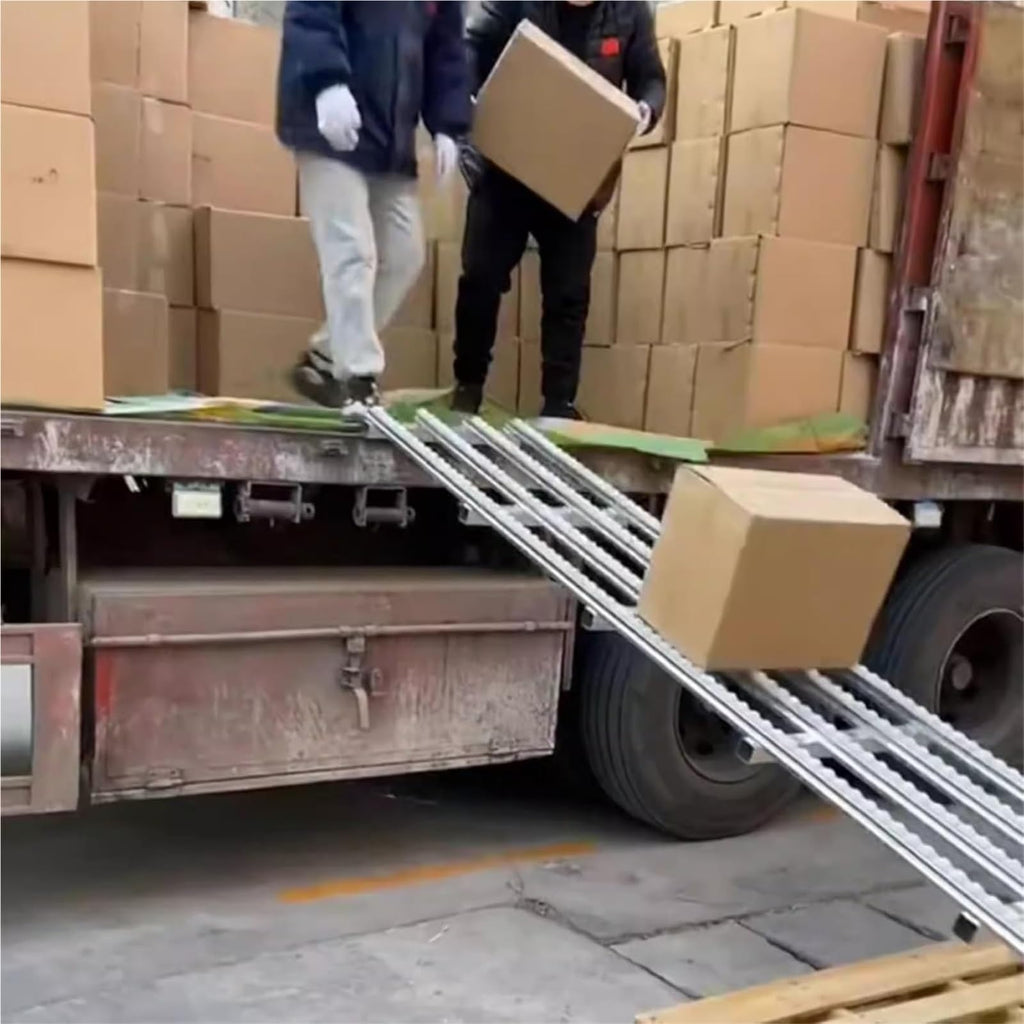 Stainless Steel Frame Unloading Pulley, ABS Plastic Skate Wheels Flow Rack Unpowered Conveyor Rail Slides,Portable Roller Conveyor Belt Table for Warehouse(50x500cm/20x197in)