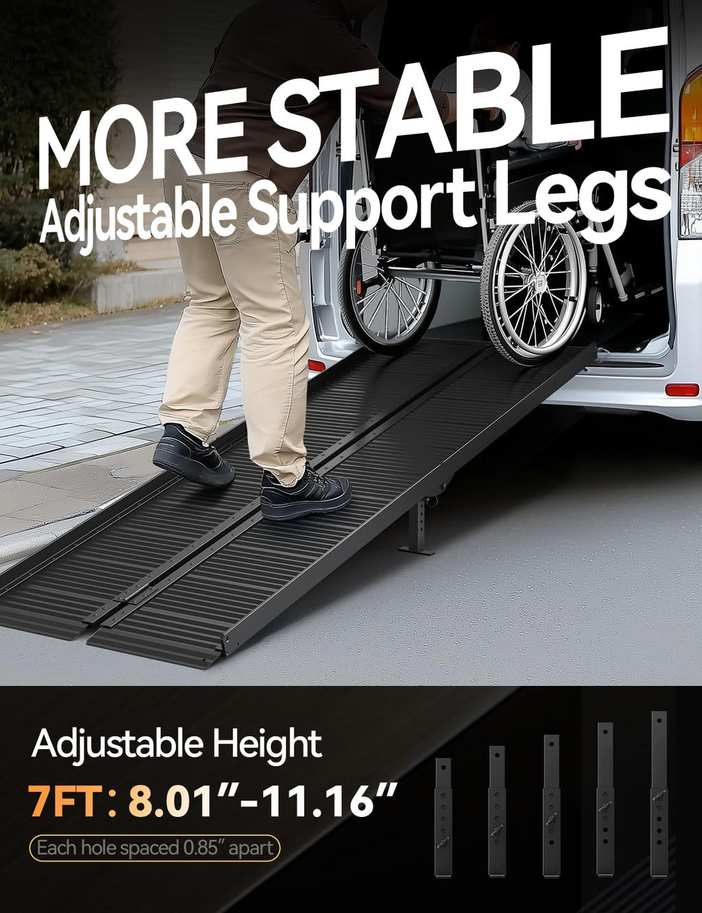 FACHNUO Black Aluminum 3FT Wheelchair Ramp, All-Weather Use, Easy to Clean