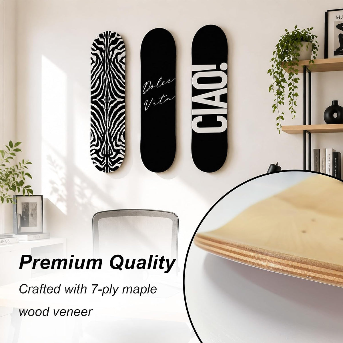 TwoDays Skateboard Wall Decor Set, Dolce Vita Ciao, 3 Decks