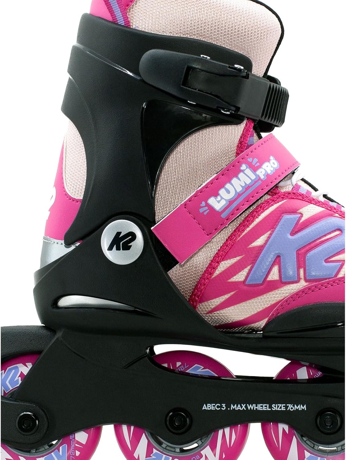 K2 Skates Youth Lumi Pro Pink Adjustable Inline Skates