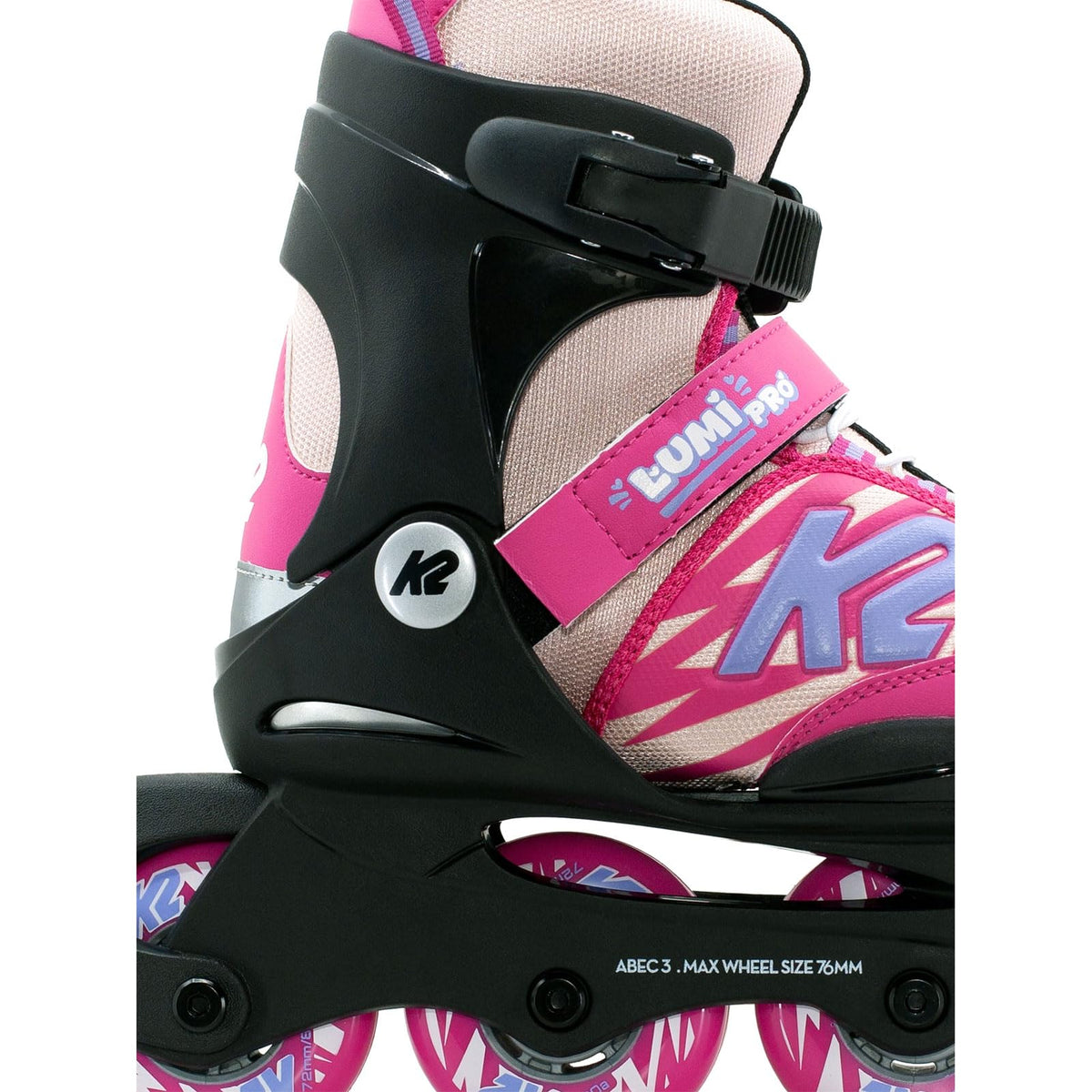 K2 Skates Youth Lumi Pro Pink Adjustable Inline Skates