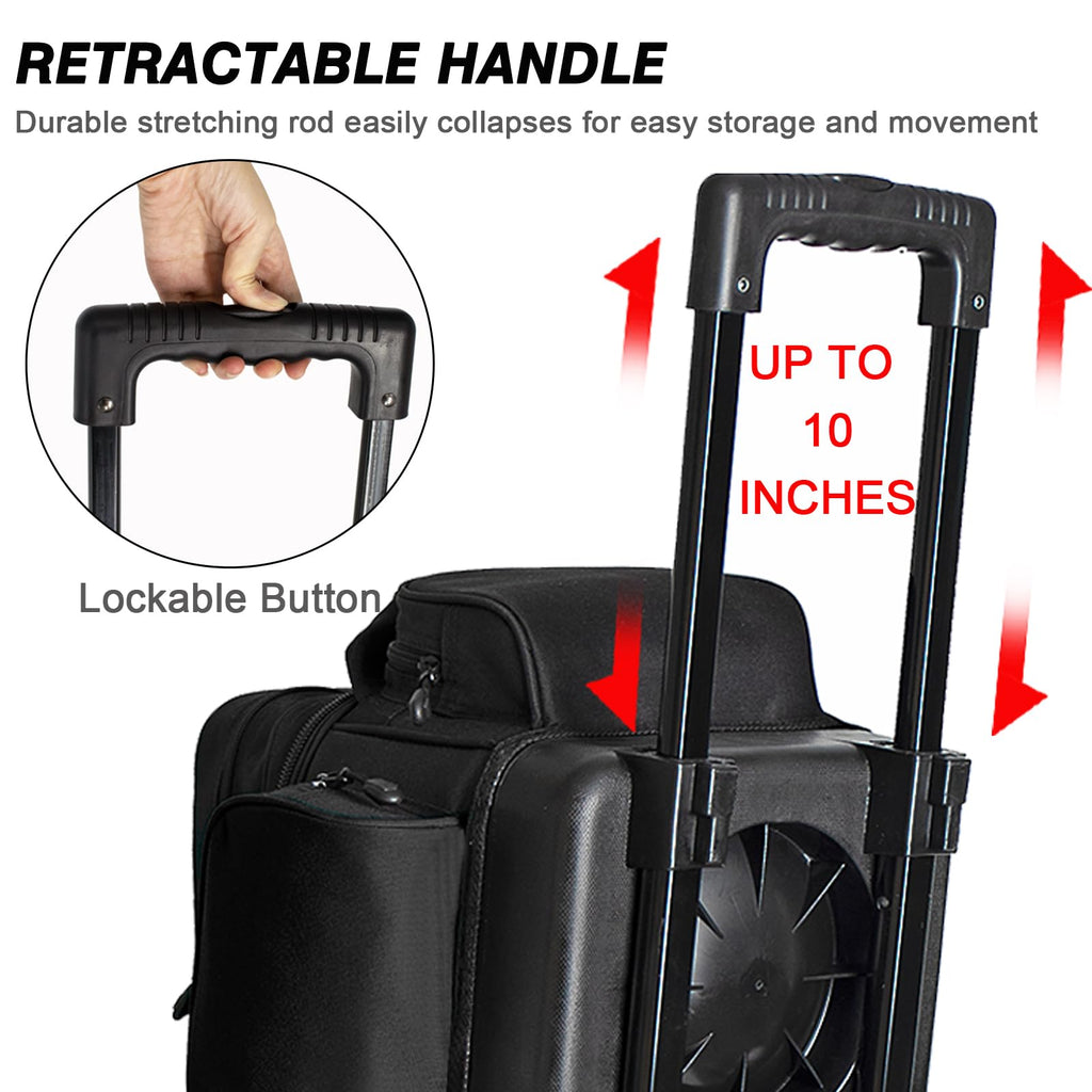 DAFISKY 3 Ball Bowling Bags, Roller Bowling Bag with Retractable Handle