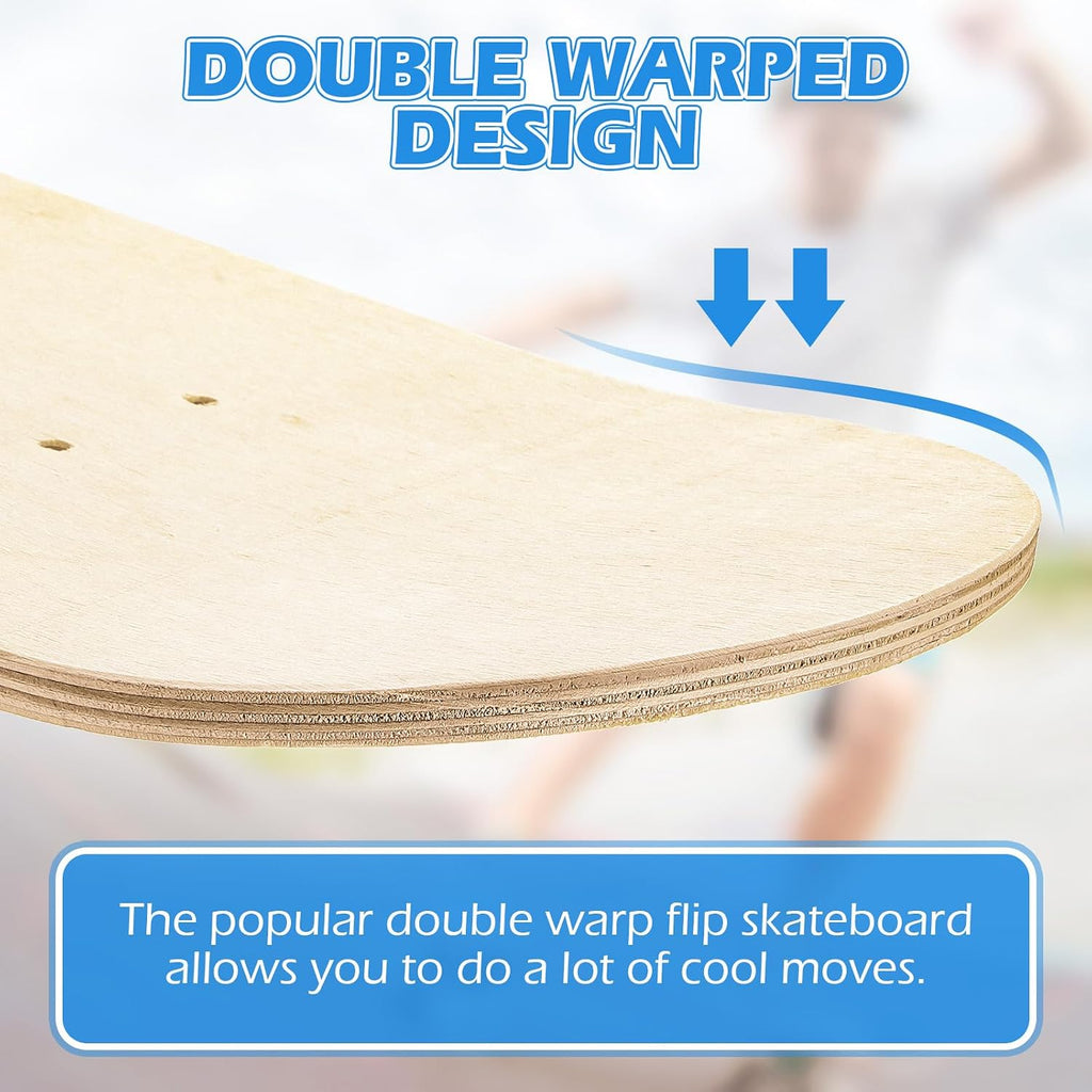Honoson 12 Pack Blank Skateboard Decks Bulk for Painting 28 x 8 Inch 7-Layer Maple Double Tail Plain Skateboard Decks for Replacement and Art Painting Home Decoration