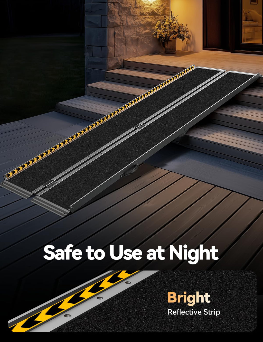 FACHNUO Black Aluminum 3FT Wheelchair Ramp, All-Weather Use, Easy to Clean