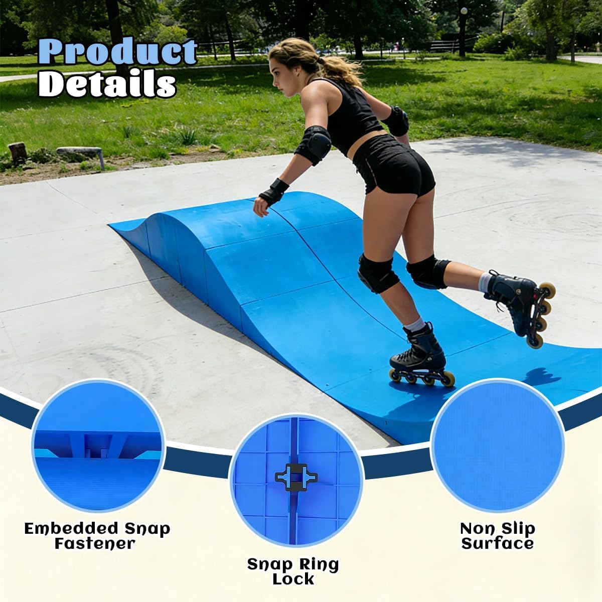 Spliced Skate Ramp Modular Wave Style Skateboard Ramp Bike Ramp Bike Scooter Skates Easy Assembly Capacity 330Lbs.