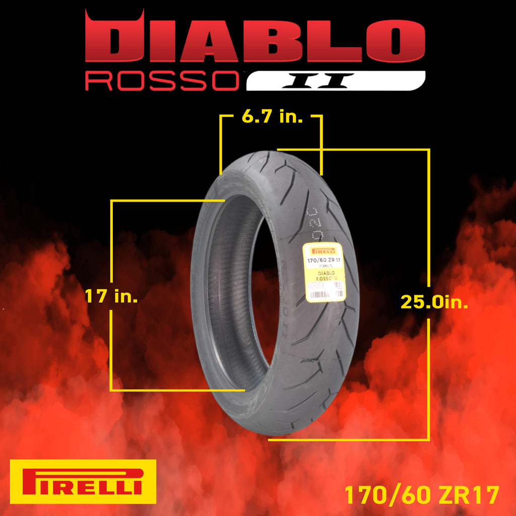 Pirelli Diablo Rosso II Motorcycle Tire Set 120/70 ZR17 & 160/60 ZR17