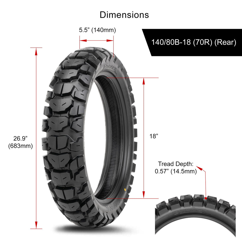 Tusk 2Track Adventure Tire Rear 150/70B-18 (70T) â Dual-Sport Motorcycle Tire, Directional Knobby Tread, Durable Bias Construction, DOT Compliant