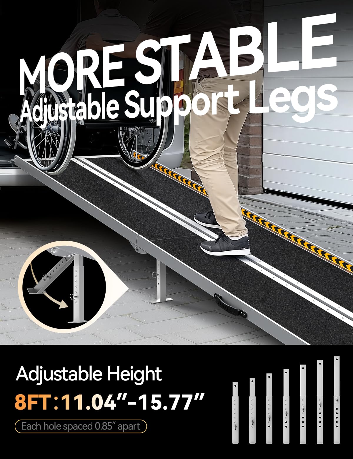 FACHNUO Black Aluminum 3FT Wheelchair Ramp, All-Weather Use, Easy to Clean