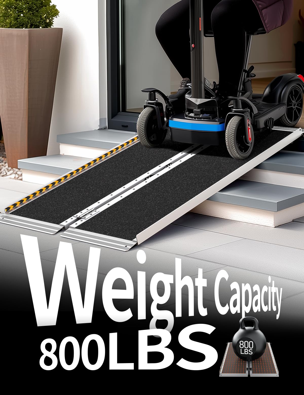 FACHNUO Black Aluminum 3FT Wheelchair Ramp, All-Weather Use, Easy to Clean