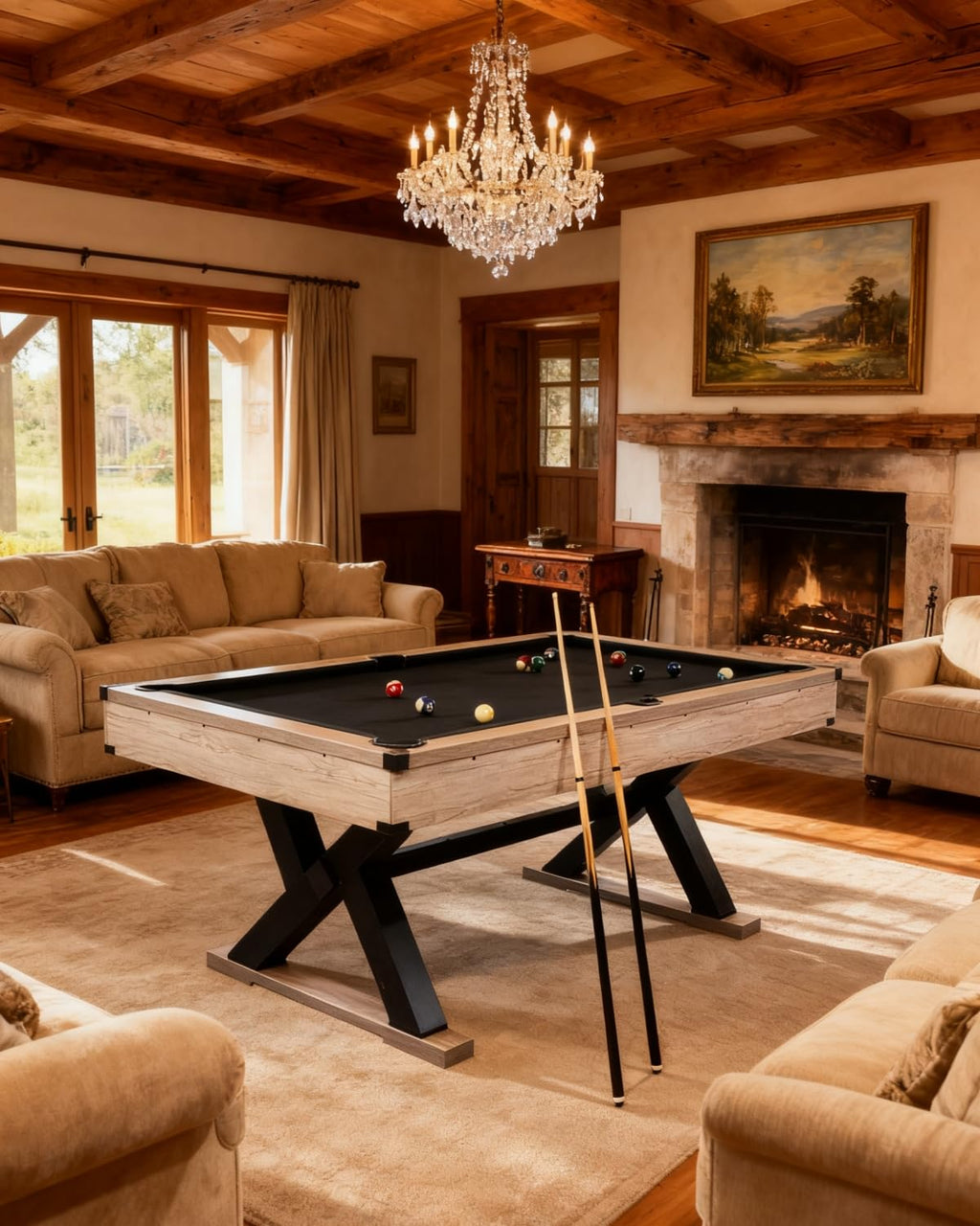 Garvee 7 FT Pool Table, Metal K-Leg Billiard Table