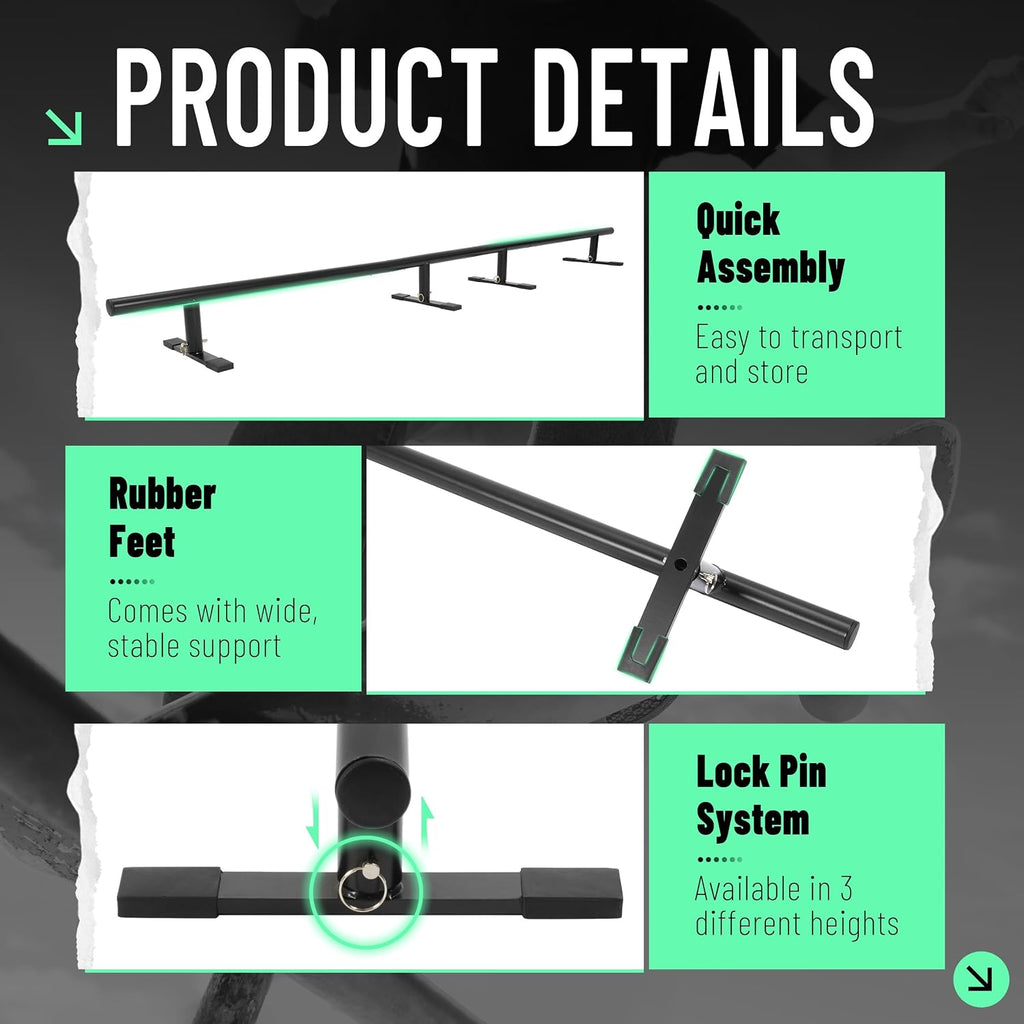 98.8" Round Skate Rail for Skateboards, Scooters & Inline Skates -