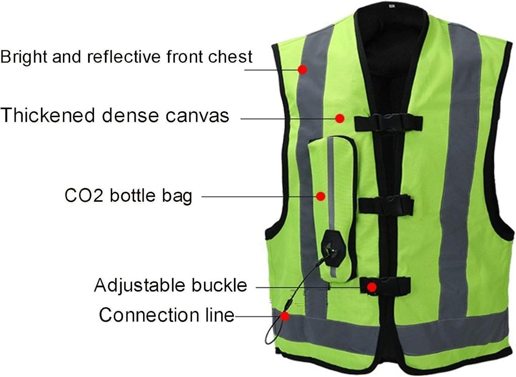 Cycling Reflective Vest Motorcycle Airbag Vest Mechanical Trigger Airbags with Reflective Tape at The Front and Back Motorcycle Riding Safety Equipment (Without CO2 Cylinder, 2 Colors)