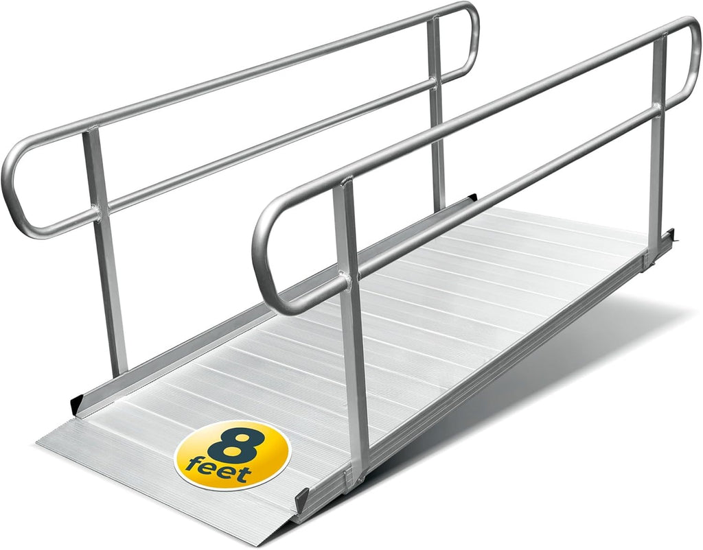 MAASTERS Ramp with Handrails 8 FT, Loading Capacity 850 lbs, ADA Compliant