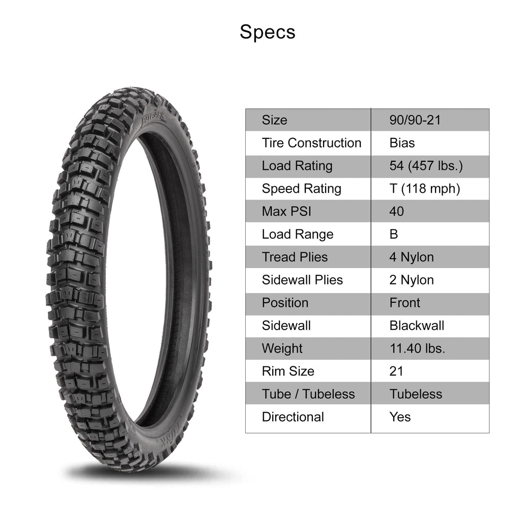 Tusk 2Track Adventure Tire Rear 150/70B-18 (70T) â Dual-Sport Motorcycle Tire, Directional Knobby Tread, Durable Bias Construction, DOT Compliant