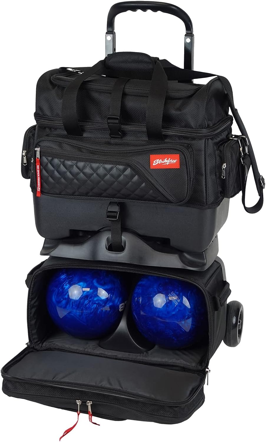 KR Strikeforce Diamond 4-Ball Roller Premium Bowling Bag Holds 4 Bowling Balls, Shoes and Accessory