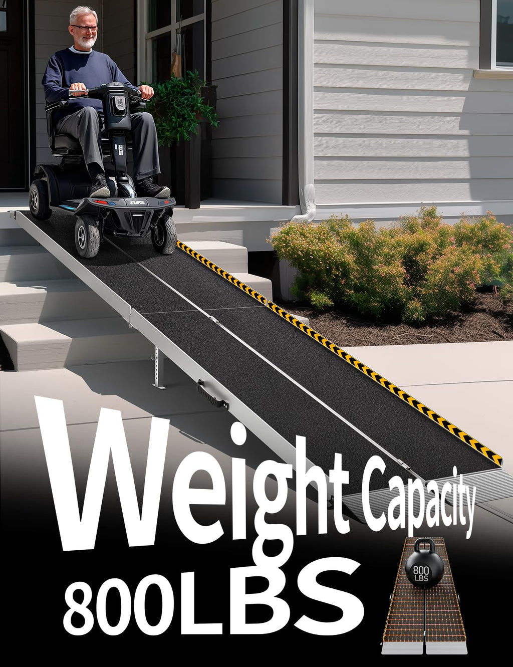 FACHNUO Black Aluminum 3FT Wheelchair Ramp, All-Weather Use, Easy to Clean