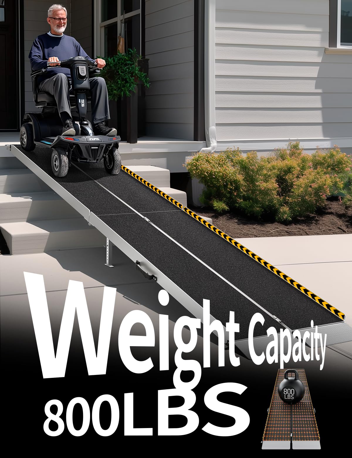 FACHNUO Black Aluminum 3FT Wheelchair Ramp, All-Weather Use, Easy to Clean