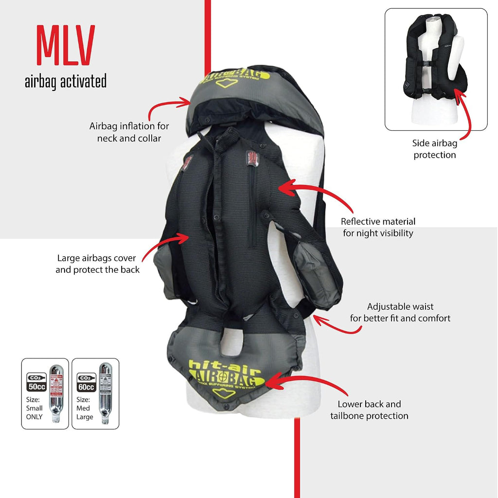 Hit-Air MLV Motorcycle Airbag Vest, Automatic CO2 Deployment