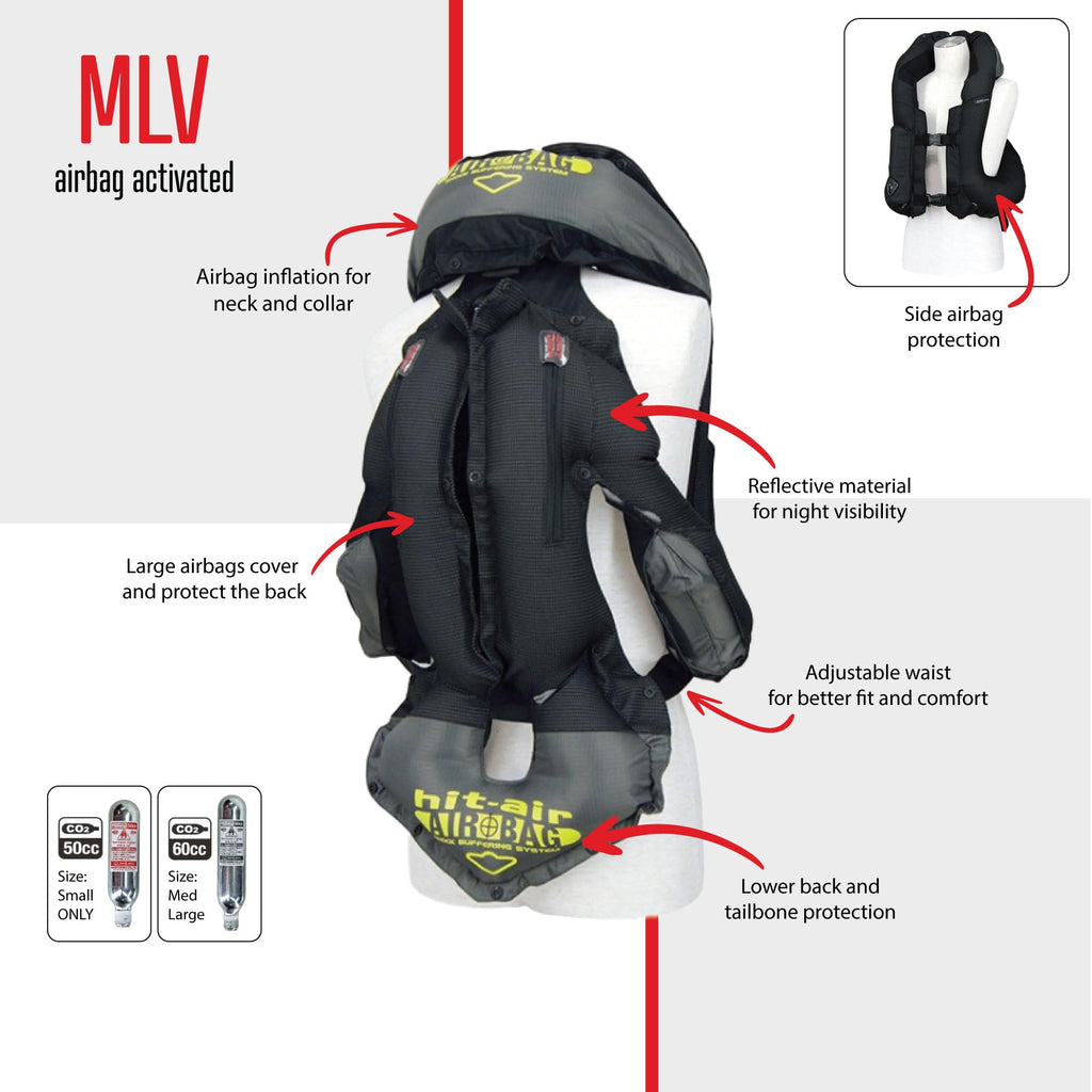 Hit-Air MLV Motorcycle Airbag Vest, Automatic CO2 Deployment
