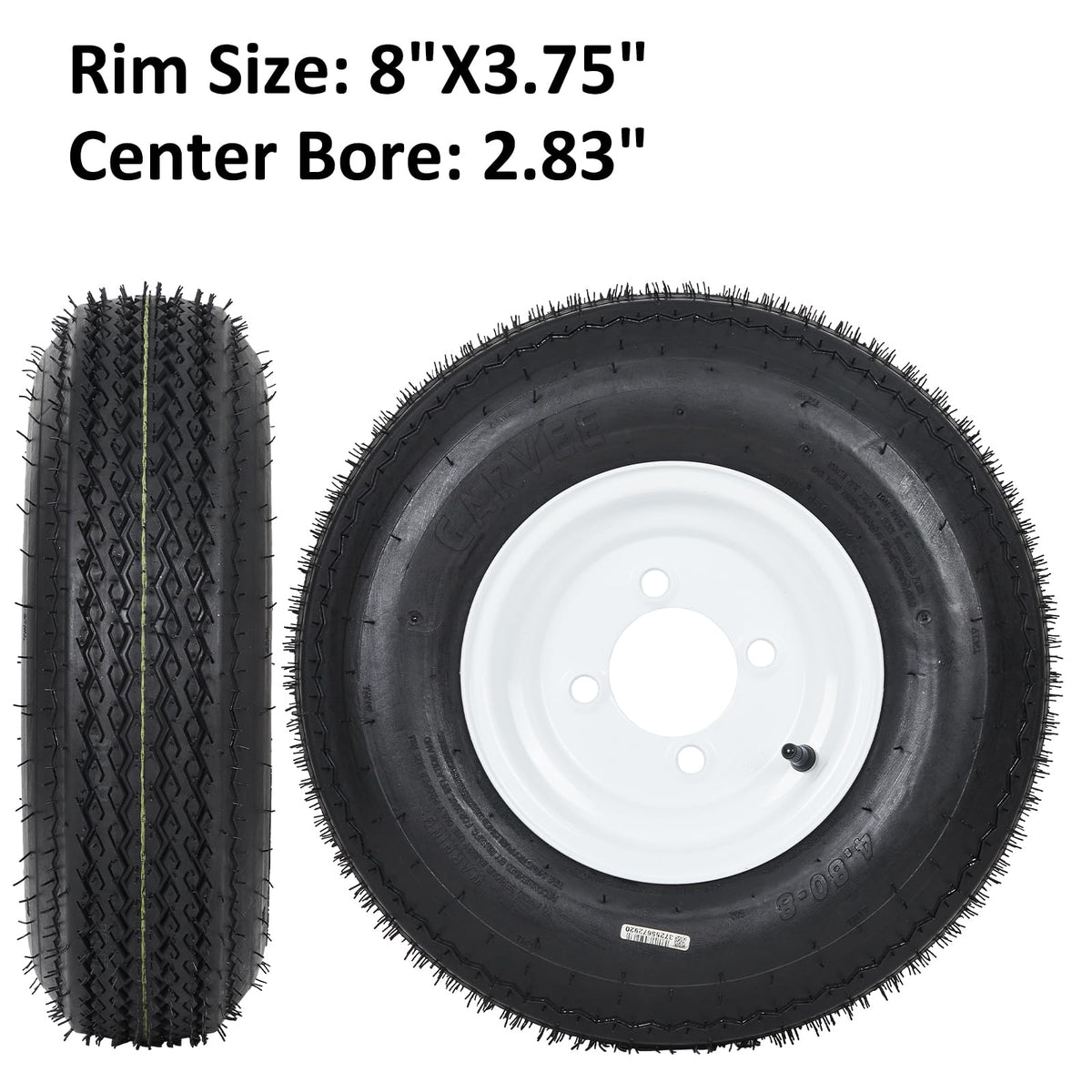 Garvee 2-Pack Trailer Tires On Rim 5.30-12 530-12 530X12, Load Range C, 6PR, 5 Lug 12 In. White Spoke Wheel, 5 On 4.5" Durable Trailer Tire Travel/Camper/Utility/Boat, Set of 2