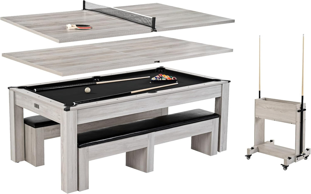 Barrington Billiards 7Ft. Combo Table 3-in-1 Pool Table, Dining & Ping Pong