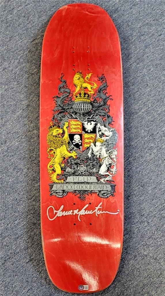 Lance Mountain signed 9.0 Flip Crest Skateboard Deck autograph ~ BAS - Autographed Extreme Sports Products