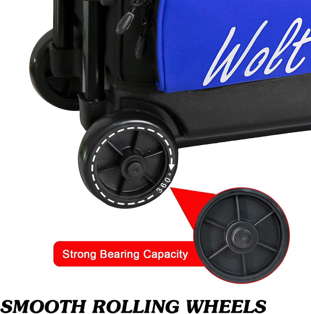 WOLT 3 Ball Bowling Bags with Wheels,Retractable Handle Extends to 38ââ