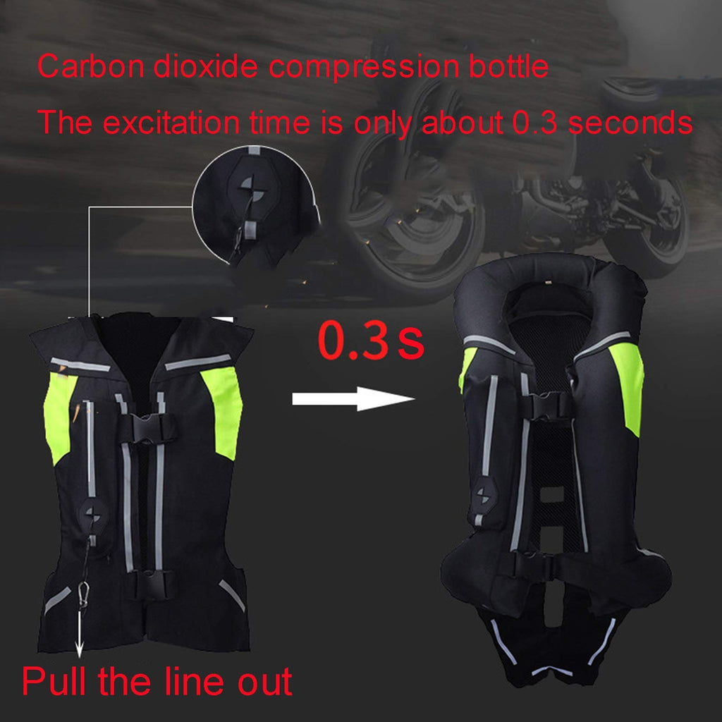Reflective Protective Airbag Vest Motorcycle Anti-Fall Vest 600D Canvas Fabric, Wear-Resistant and Breathable Washable (No CO2 Gas Cylinder) (Color : C Green, Size : Small)