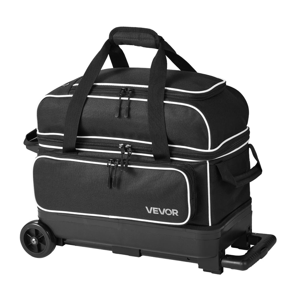 VEVOR 3 Ball Bowling Bag Double Roller Bag with Separate Shoe Compartment
