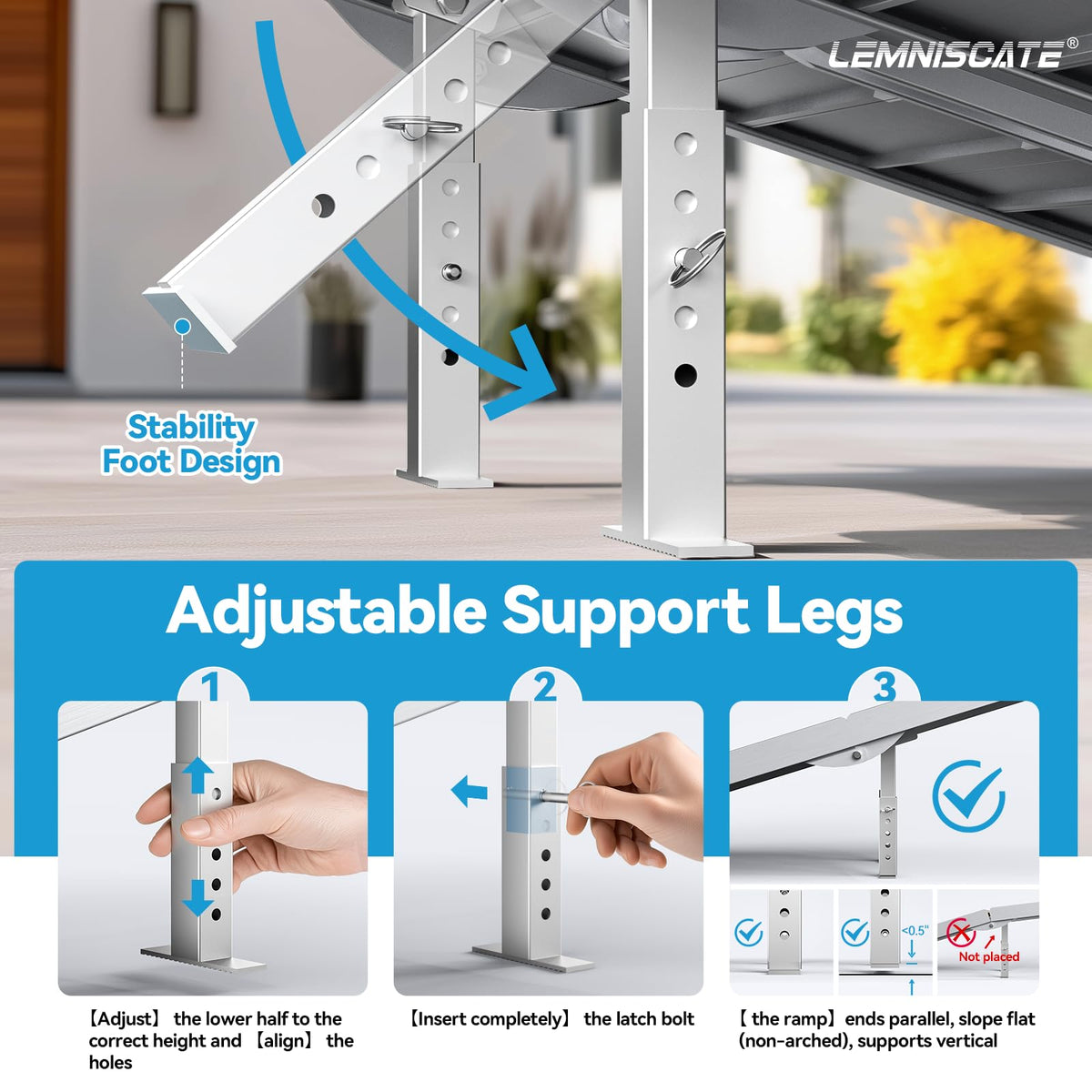 LEMNISCATE 2FT Portable Wheelchair Ramp Aluminum Non-Slip Handicap for Home