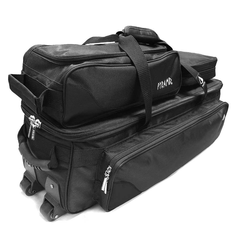 Pyramid Path Triple Tote Roller Plus Bowling Bag with Detachable Shoe Bag (Fits US Mens Size 15), Accessory and Side Pocket, Lightweight Travel Design