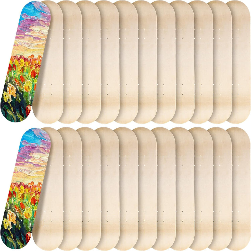Meooeck Blank Skateboard Decks Bulk 7.9 x 31 Inch Natural 7 Layer Wooden Double Tail Plain Skate Decks for Replacement Art Painting Home Decor