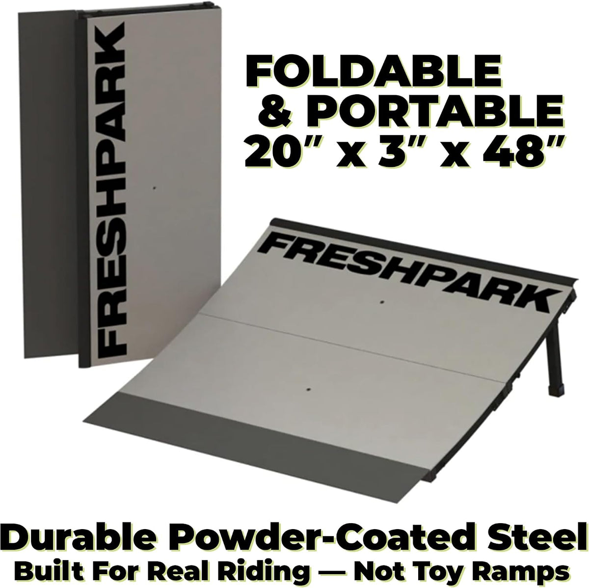 Freshpark Industries | Launch Ramp | Skateboard, BMX, Scooter, RC, and More | Foldable, Portable, Durable | 16" Tall x 47" Wide | from Beginners to Advanced | Ready for Blast Off