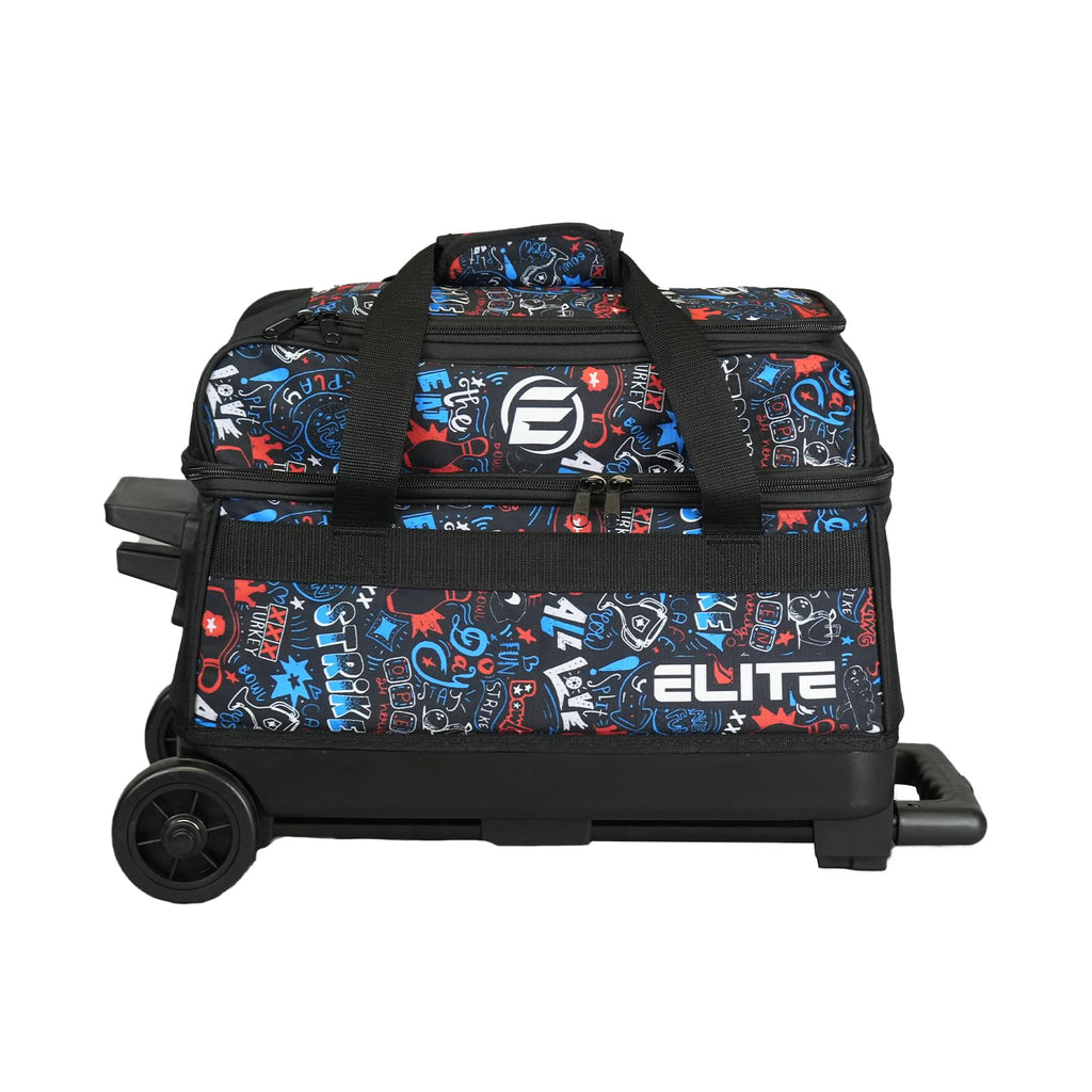 ELITE Basic Bowling Bag Double (2) Ball Roller with Rolling Wheels