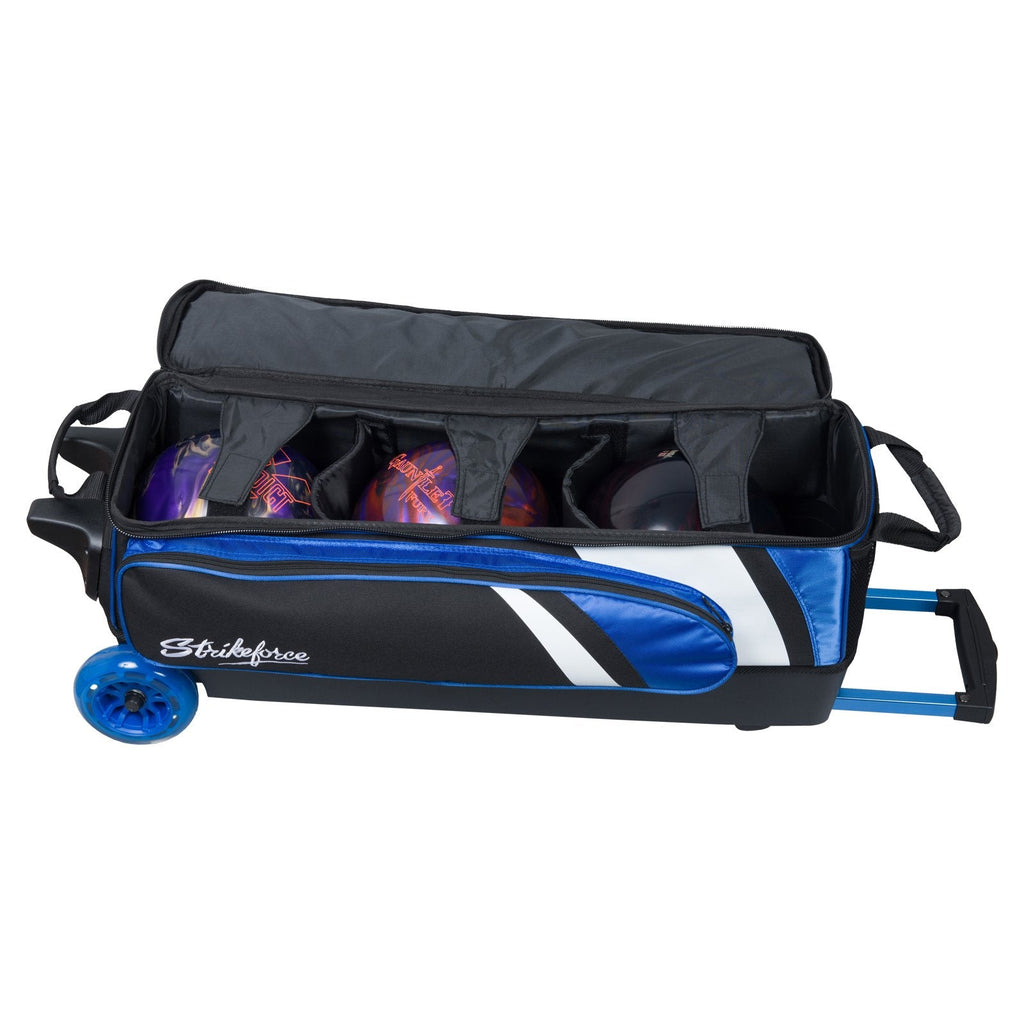 KR Strikeforce Cruiser Triple Roller Bowling Bag with Room for Accessories, Balls, and Shoes