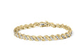 Haus of Brilliance 10k Yellow Gold 1.00 Cttw Womens Round Cut and Baguette Cut Diamond S-Link 7.25" Box Clasp Prong Bracelet (I-J Color, I2-I3 Clarity)