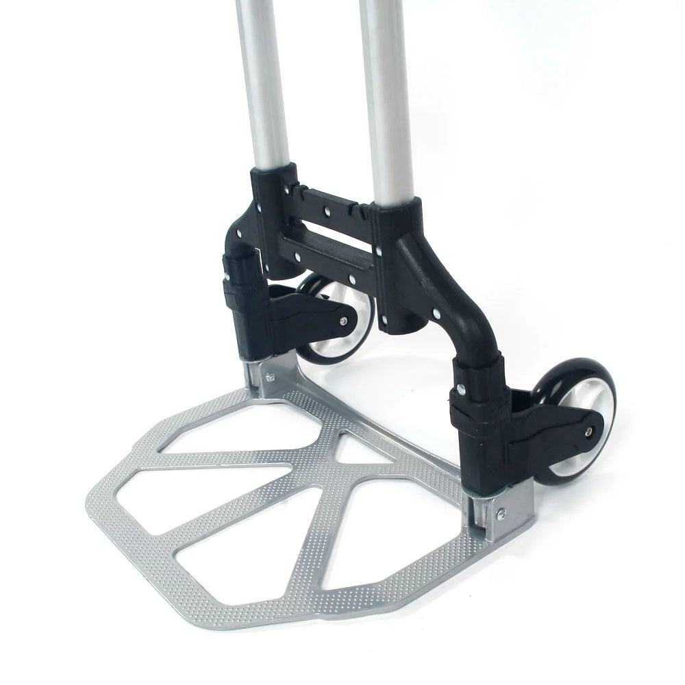 GoDecor Portable Foldable Trolley, with Telescopic Rod, for Carry Luggage, Black