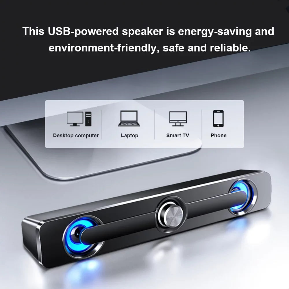 SADA V-111 Computer Speaker USB Wired Powerful Bar Stereo Subwoofer Bass Speaker Surround Sound Box for PC Portable computer Phone Tablet MP3 MP4