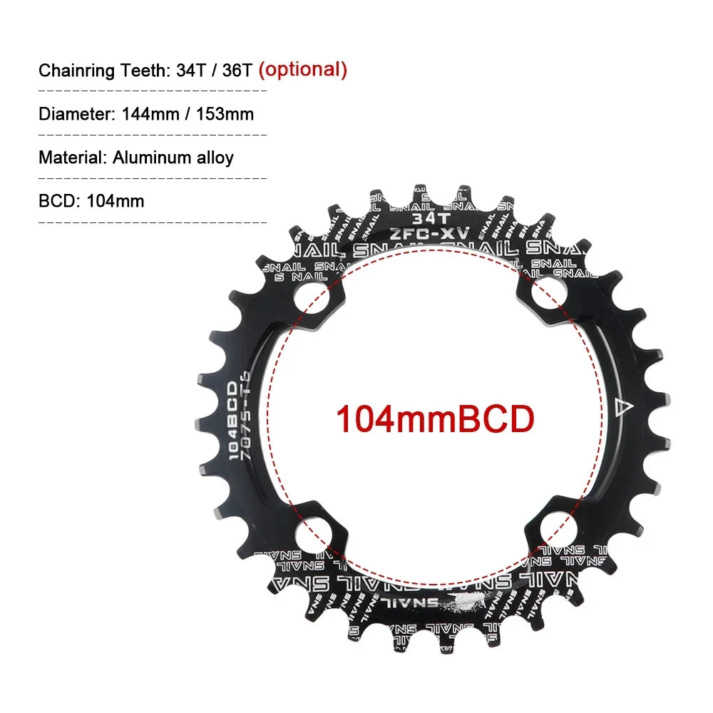 MEROCA Bike Crankset, 170MM 104 BCD Aluminum Alloy - Single Crank Ring Set for 8/9/10/11 Speed - Ideal for Mountain Biking Enthusiasts