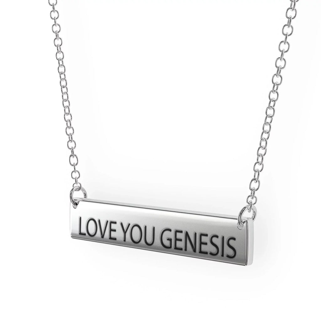 Love You Genesis Women's Bar Pendant Necklace Sterling Sliver