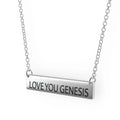 Love You Genesis Women's Bar Pendant Necklace Sterling Sliver