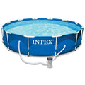 Intex 12 Ft x 30 Inches Metal Frame Set Above Ground Swimming Pool with Filter & Cover