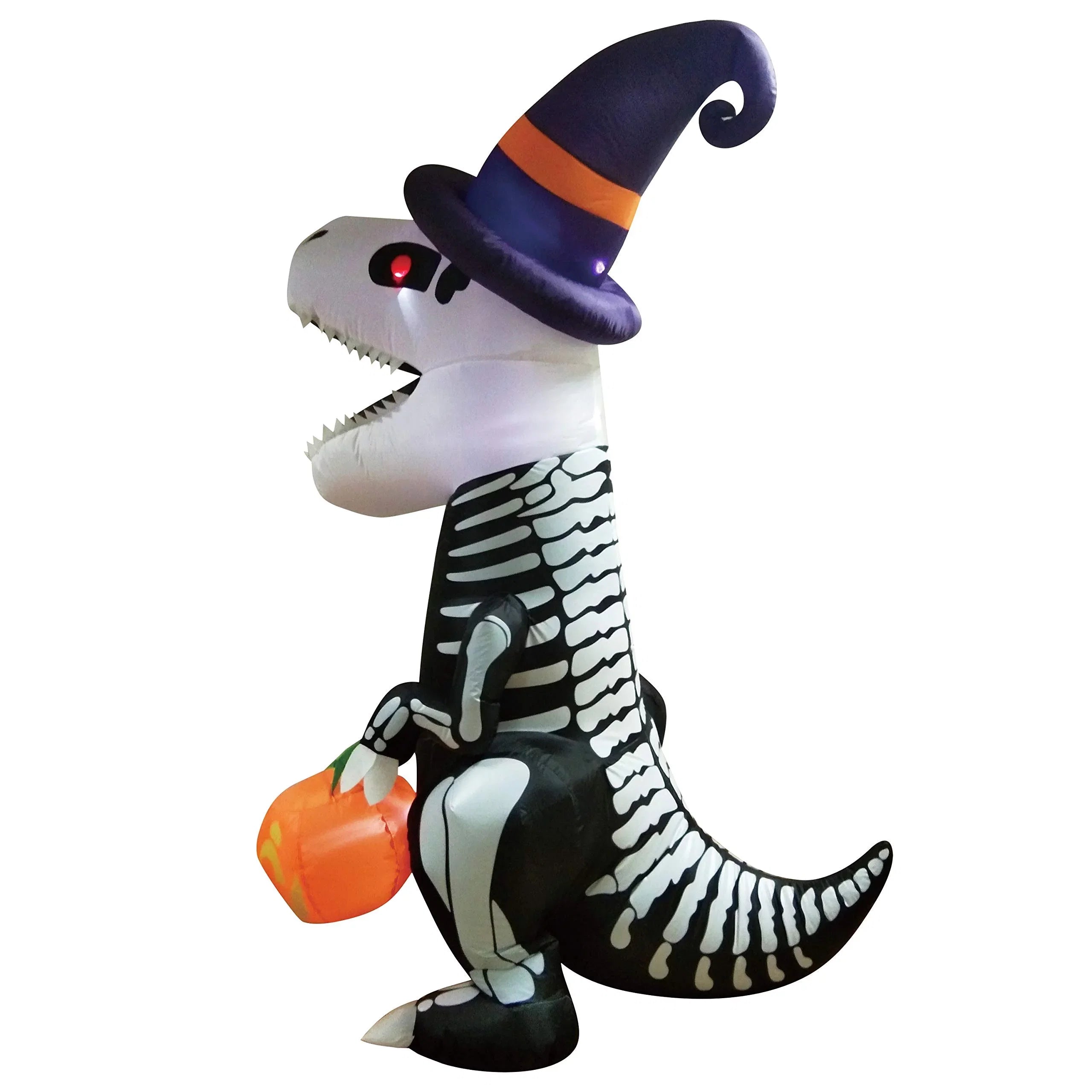 Joiedomi Halloween 8 FT Inflatable Skeleton Dinosaur with Build-in LEDs Blow Up Inflatables for Halloween Party Indoor, Outdoor, Yard, Garden, Lawn Decorations