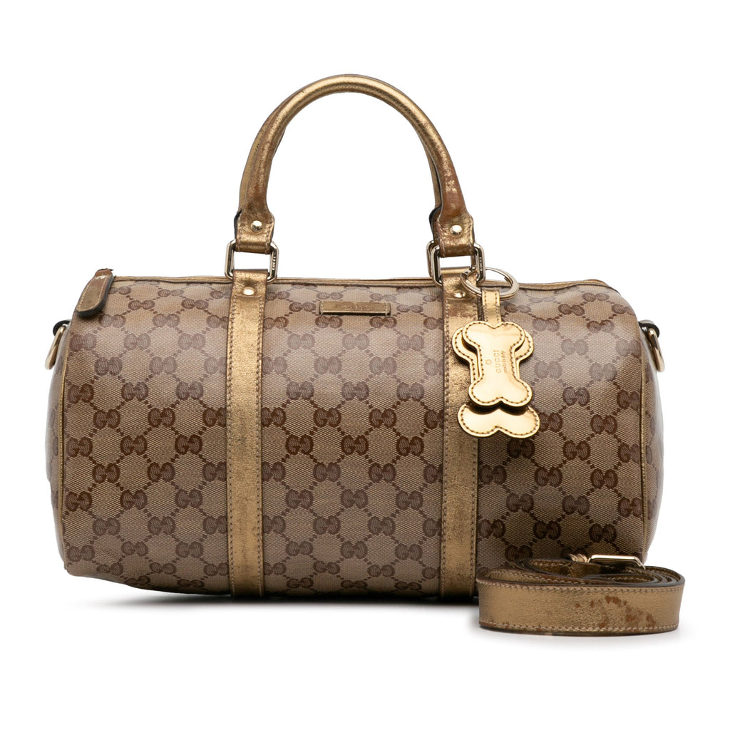 Pre-Owned Authenticated Gucci GG Crystal Joy Satchel Coated Canvas Fabric Brown Unisex (Fair)