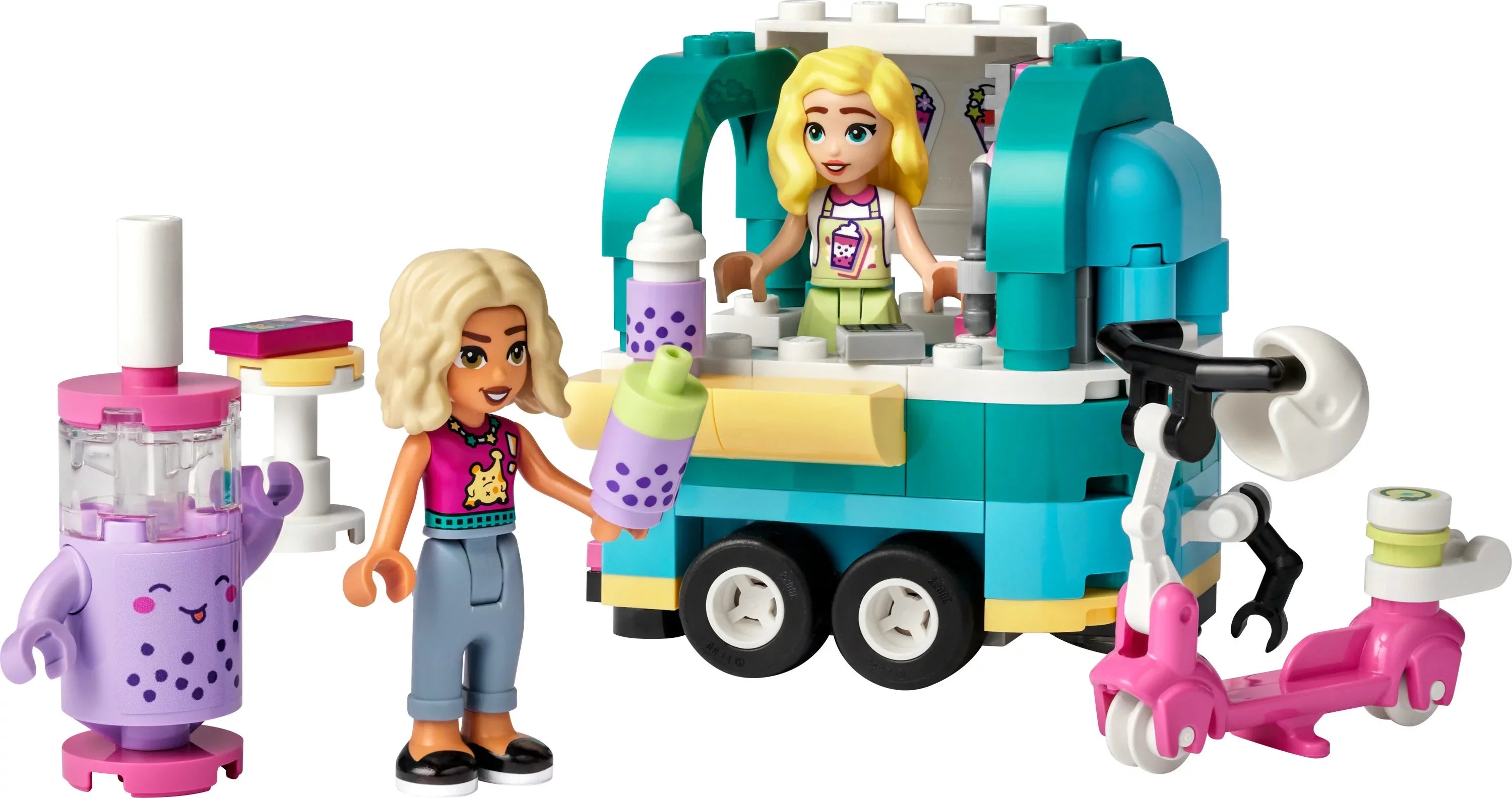 LEGO Friends Mobile Bubble Tea Shop 41733, Fun Vehicle Pretend Play Set with Mini-Dolls and Toy Scooter for Girls and Boys Ages 6 Plus