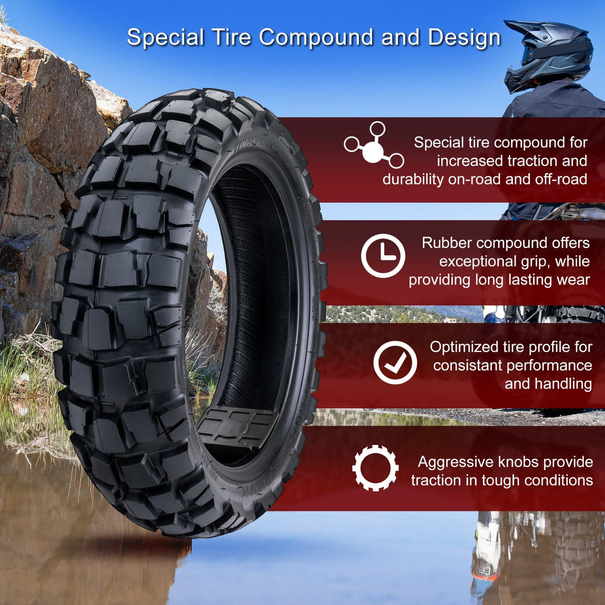 Tusk Waypoint Adventure Motorcycle Tire Set â 90/90-21 Front & 130/90-17 Rear (68R) Tube Type