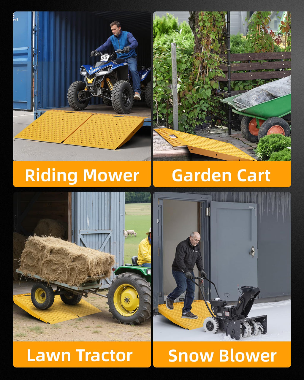 VNN 36" x 24" Shed Ramp for Riding Mower - 800 LB Capacity Shed Ramps, Anti-Slip Punch Plate Ramp for ATV, Motorcycles, Garages & Barns (1PC,Slivery, Alloy)