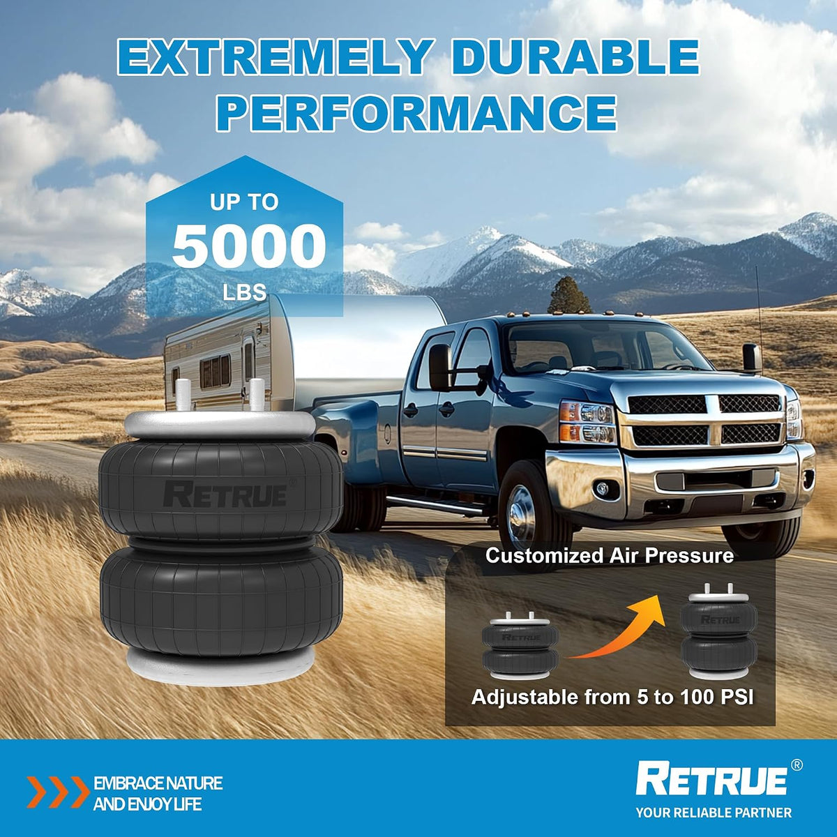 RETRUE Rear Air Bags Suspension Kit for Chevrolet Sierra 2500HD 3500HD