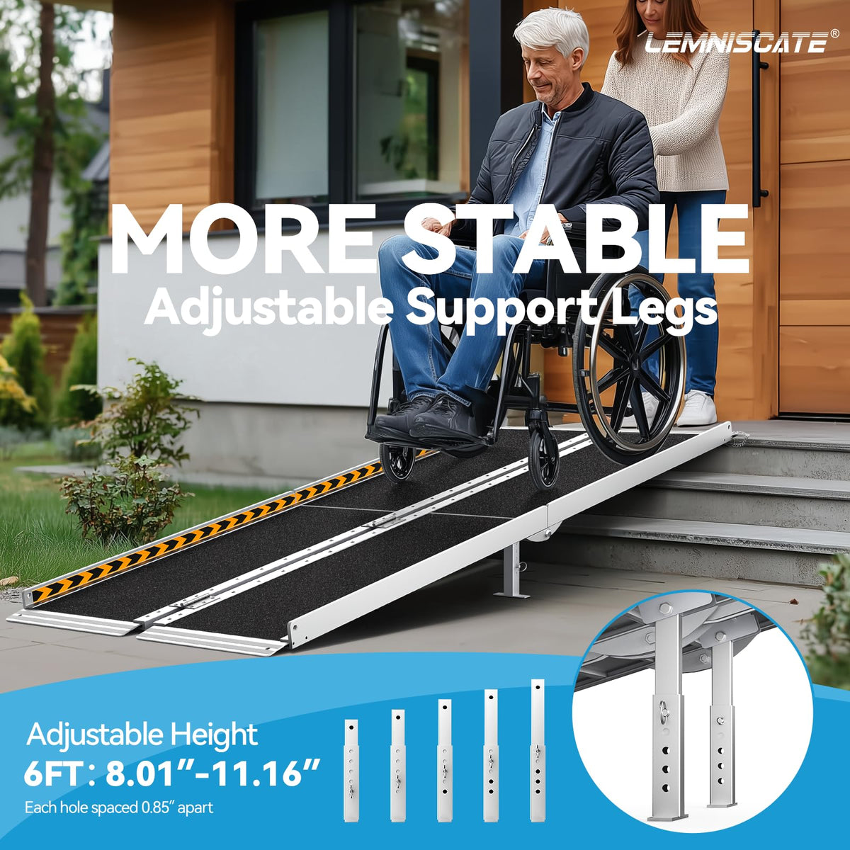 LEMNISCATE 2FT Portable Wheelchair Ramp Aluminum Non-Slip Handicap for Home